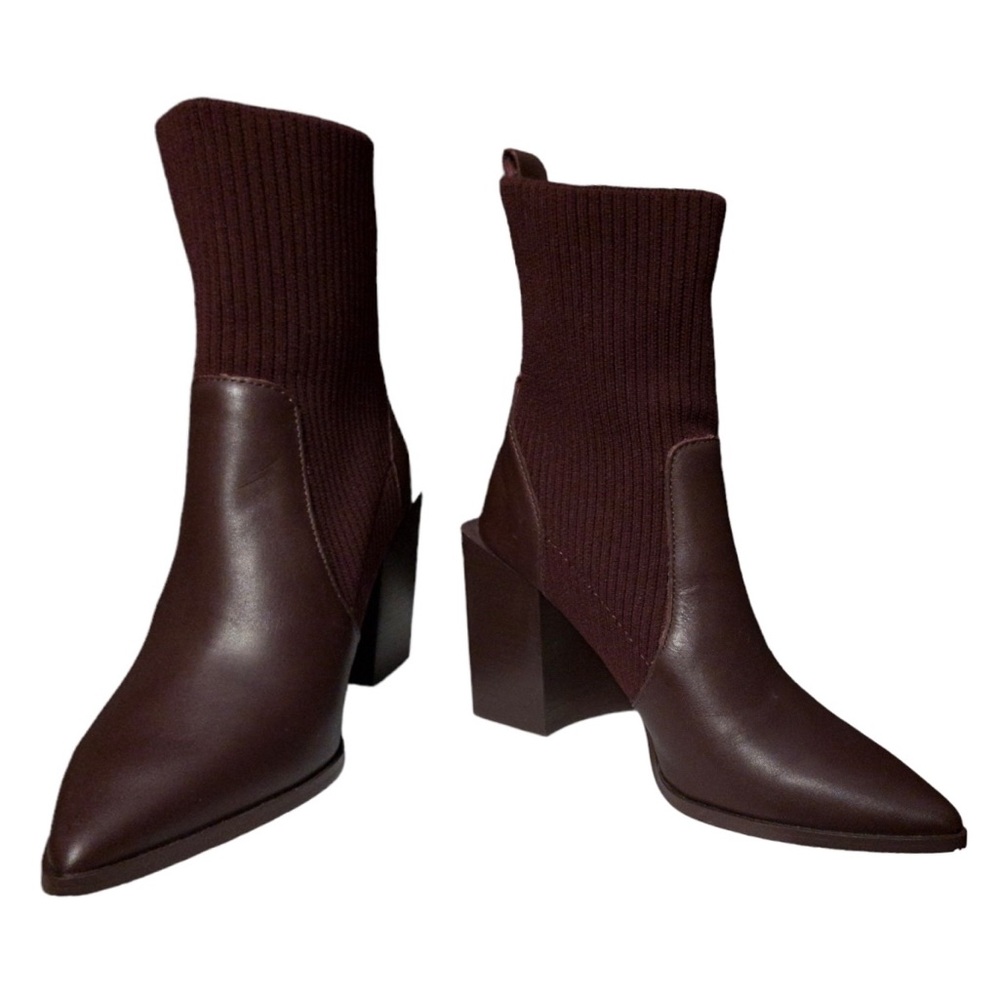 Steve Madden Burgundy Chunky Heel Ankle Booties 6.5(US)